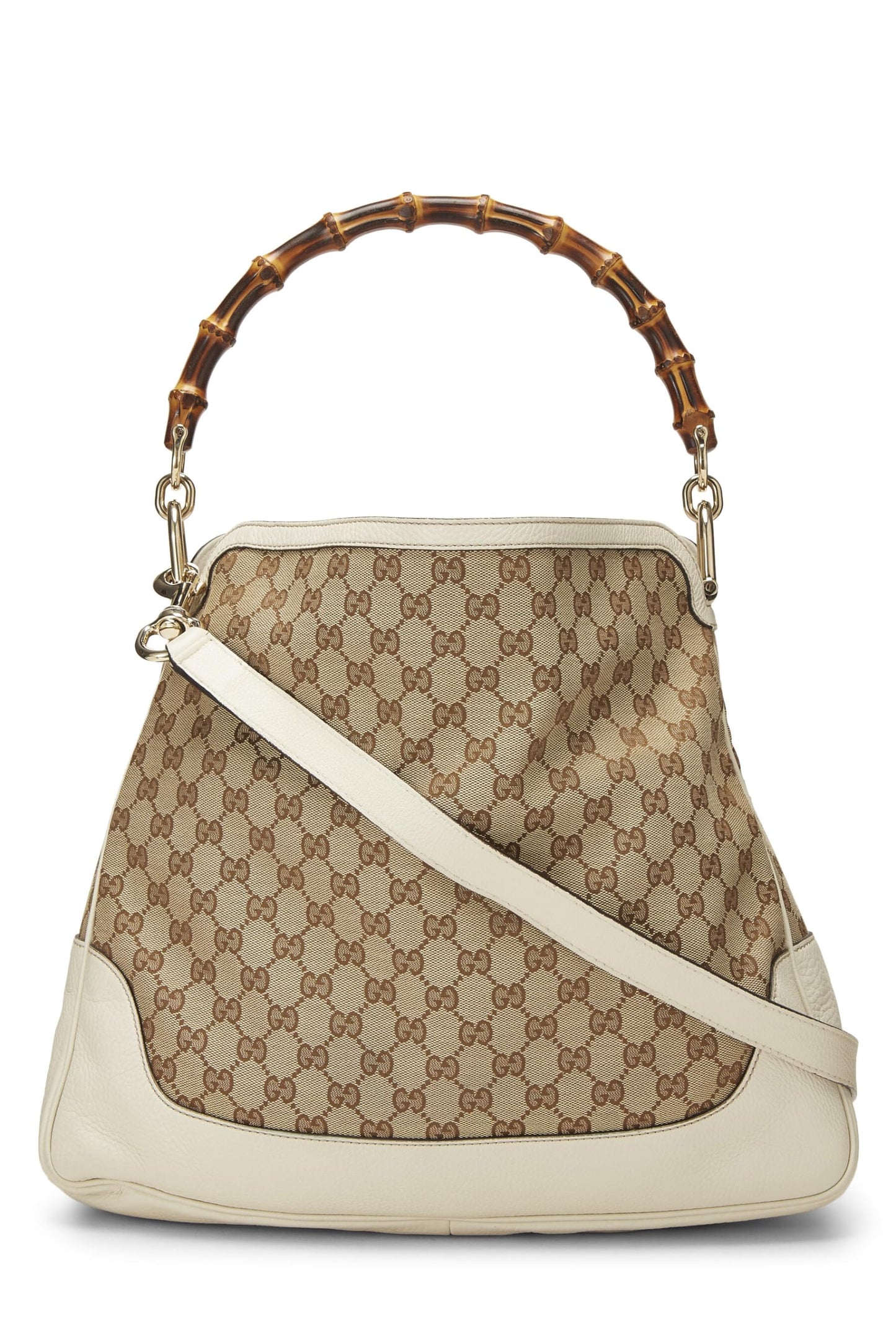 Gucci, Pre-Loved Cream Original GG Canvas Diana Bamboo Hobo Large, Cream