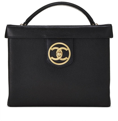 Chanel, Tocador grande Pre-Loved Black Caviar Circle 'CC', negro