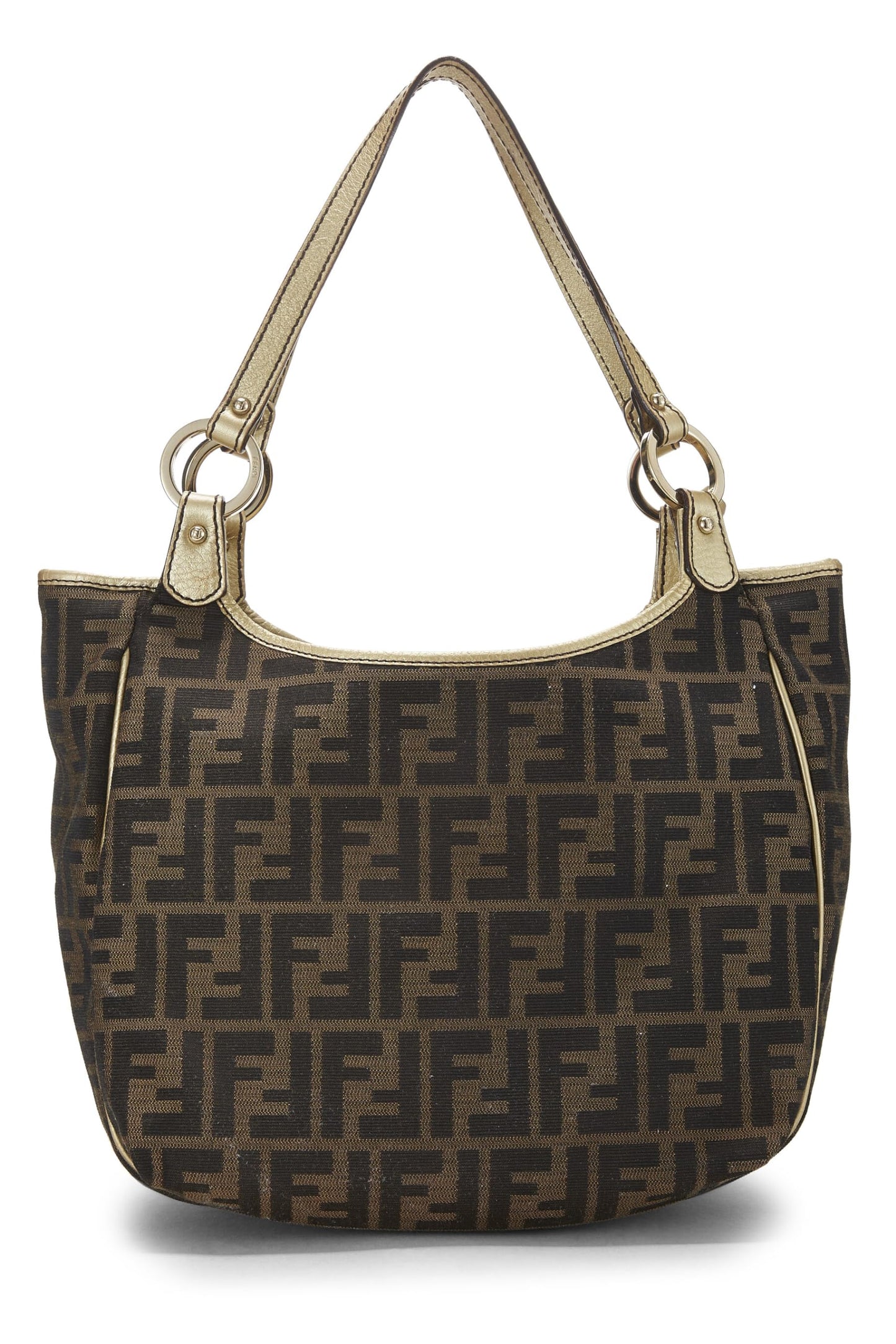 Fendi, Bolso de hombro de lona Zucca dorado Pre-Loved, Dorado