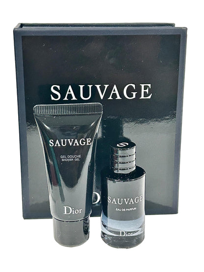 Dior SAUVAGE Perfume y gel de ducha para hombre, set de viaje en formato mini (perfume de 10 ml y gel de ducha de 20 ml)