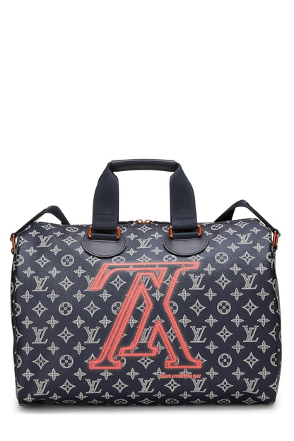 Louis Vuitton, Pre-Loved Monogram Upside Down Ink Speedy Bandouliere 40, Navy