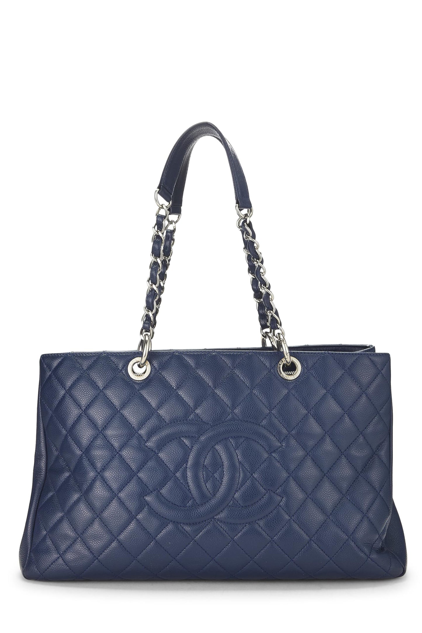 Chanel, Bolso shopping Grand de caviar acolchado azul marino Pre-Loved (GST) XL, Azul marino