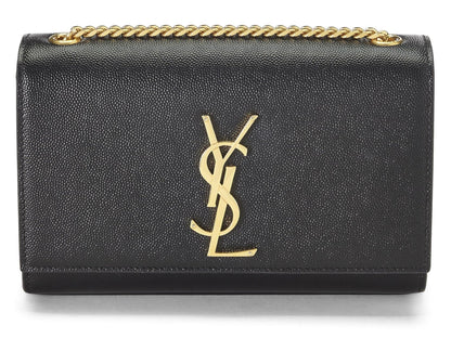 Yves Saint Laurent, Kate Small Pre-Loved de cuero granulado negro, Negro