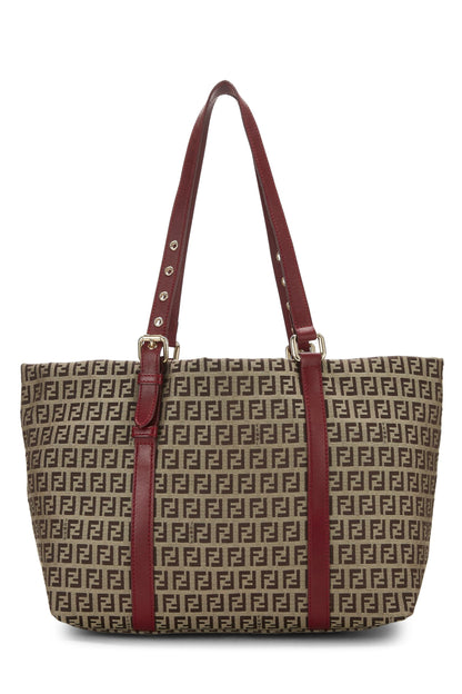 Fendi, sac fourre-tout Superstar en toile Zucchino rouge d'occasion, rouge