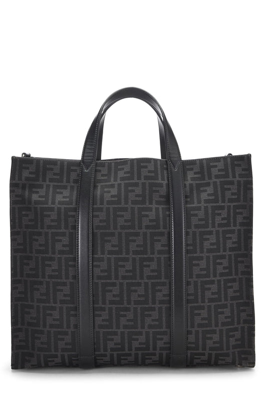 Fendi, Pre-Loved Black Zucca Canvas Shopping Tote, Black