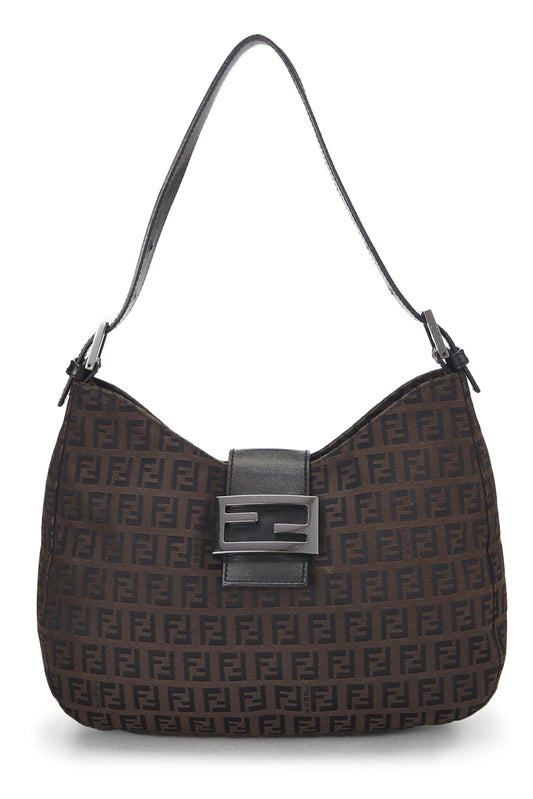 Fendi, sac à bandoulière en toile marron Zucchino d'occasion, marron