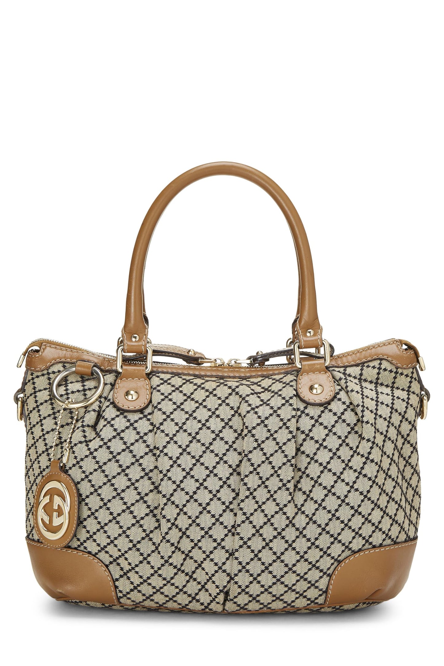 Gucci, Sukey Large Zip en toile à strass marron d'occasion, marron