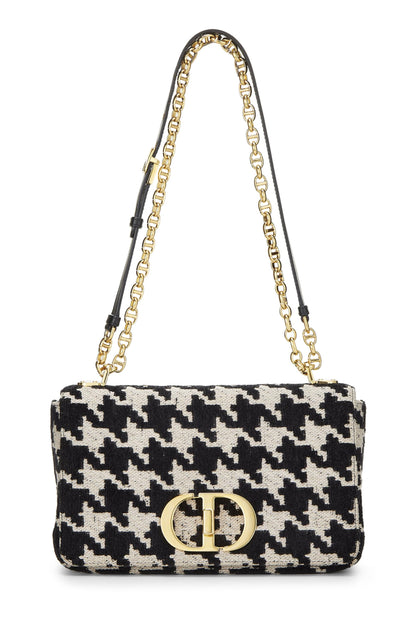 Dior, Pre-Loved Black & White Houndstooth Jacquard Caro Bag Medium, Black