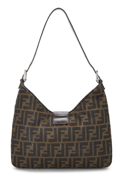 Fendi, sac à bandoulière en toile marron Zucca d'occasion, marron