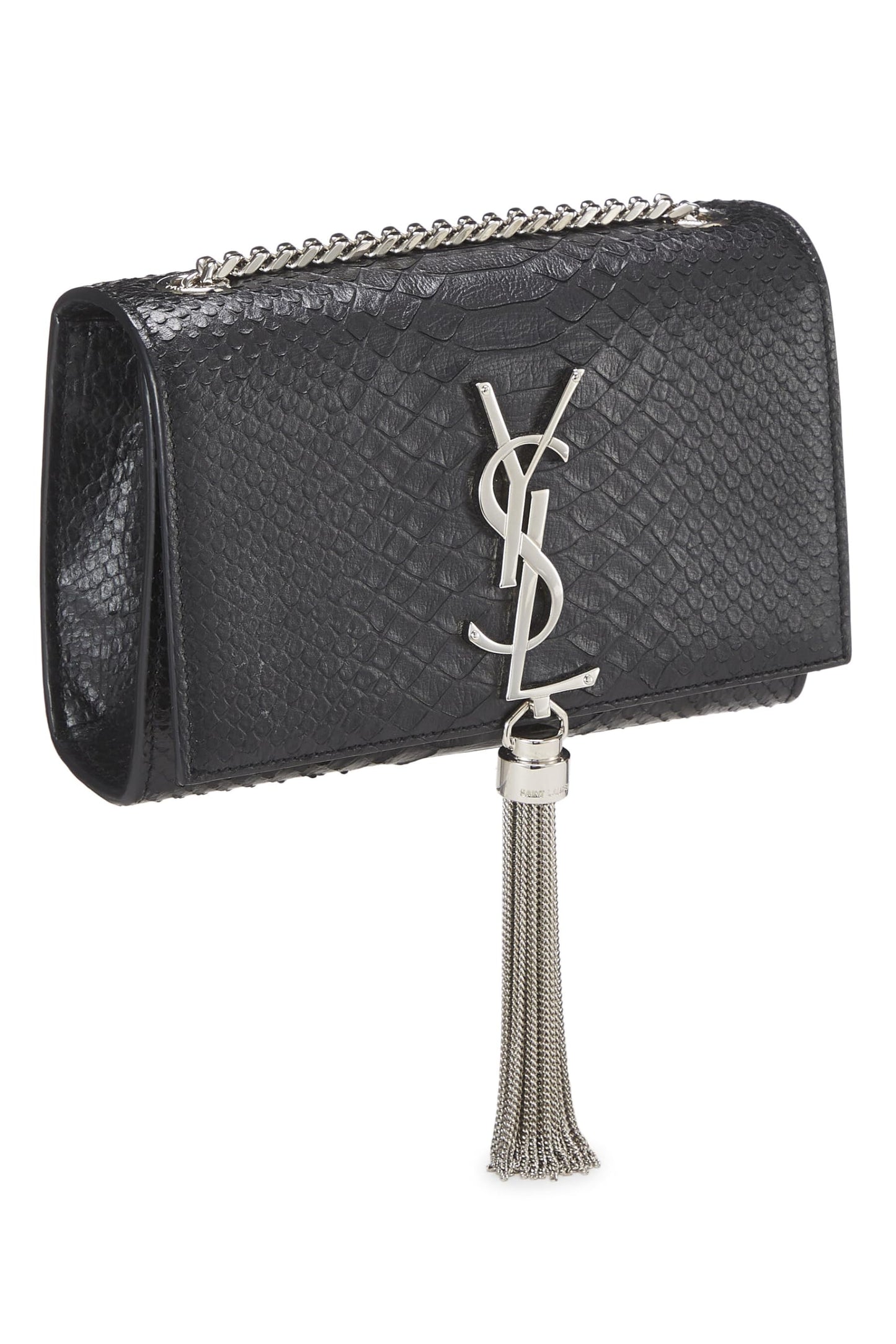 Yves Saint Laurent, Pre-Loved Black Embossed Leather Kate Tassel Mini, Black