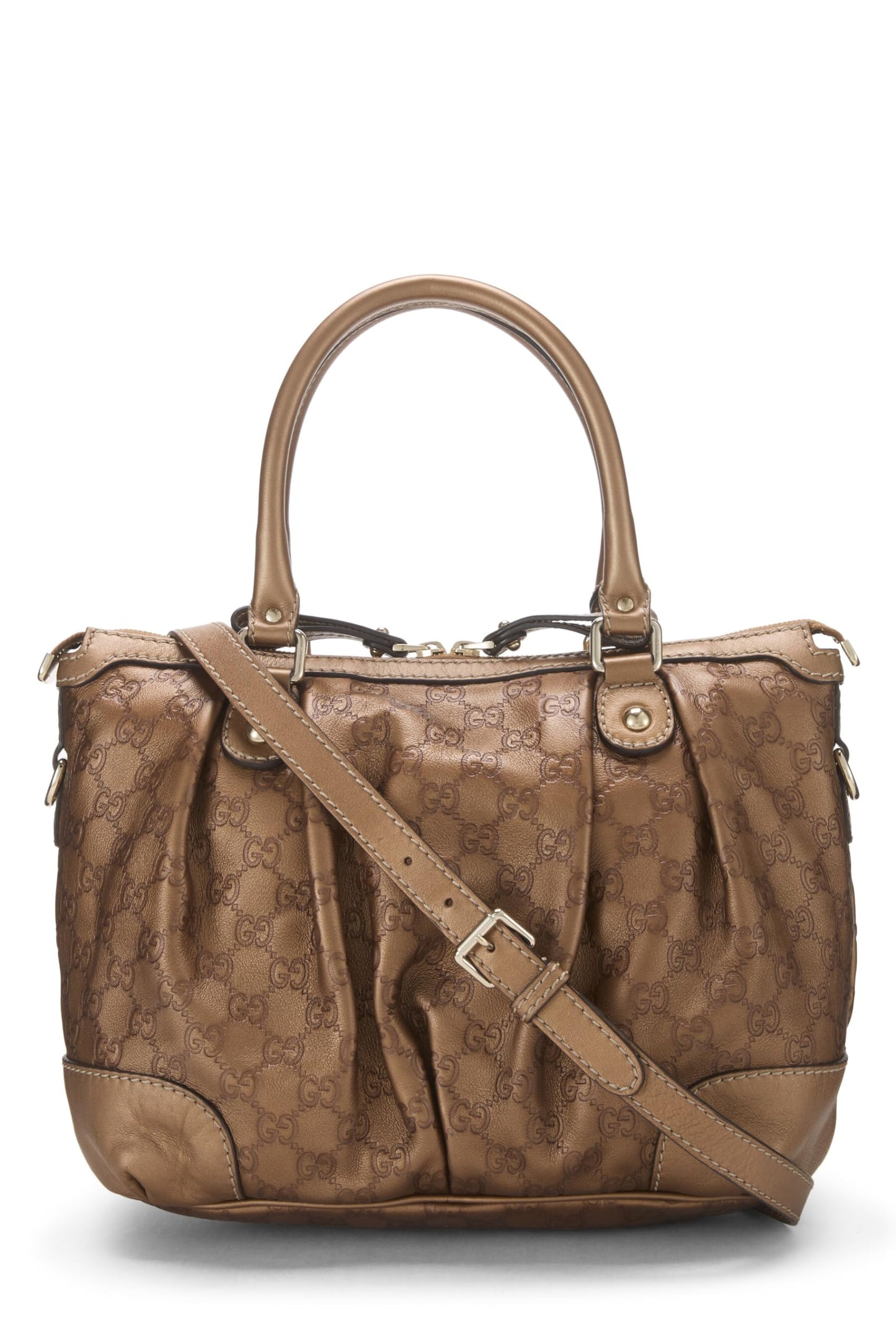 Gucci, Bolso de mano grande Guccissima Sukey de bronce Pre-Loved, Marrón