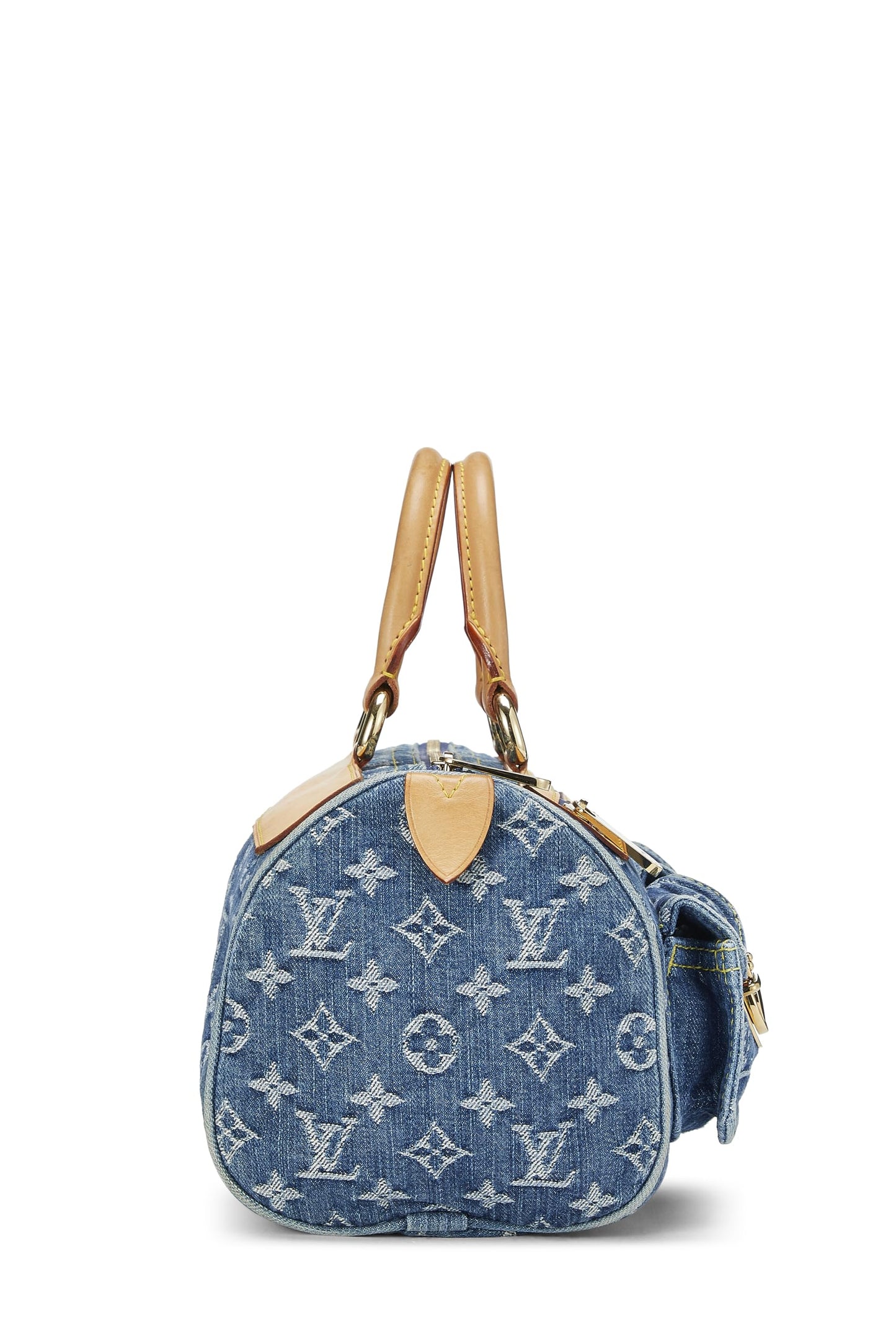 Louis Vuitton, Denim con monograma azul Pre-Loved Neo Speedy, Azul