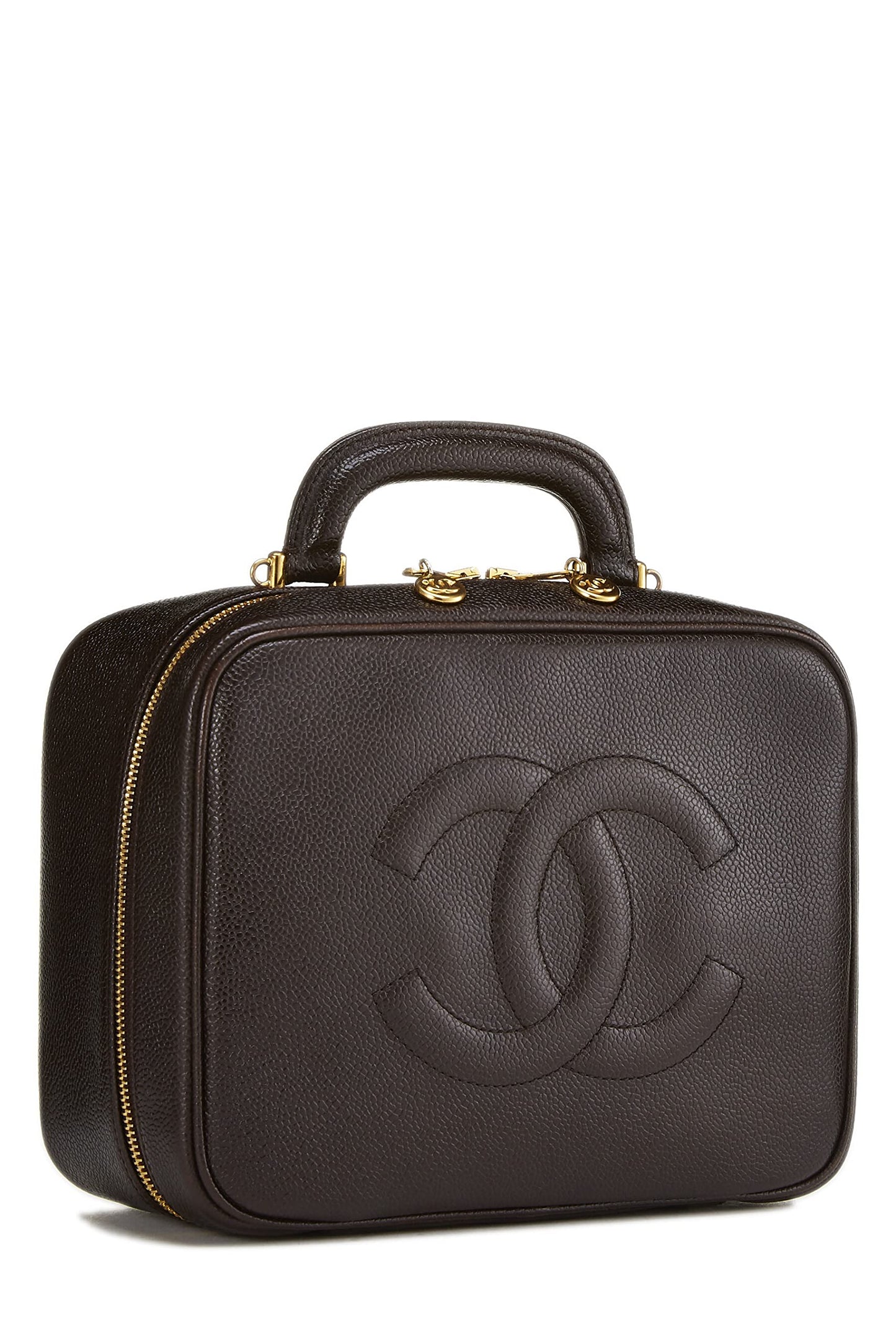 Chanel, Vanity Lunch Box Caviar marron d'occasion, marron