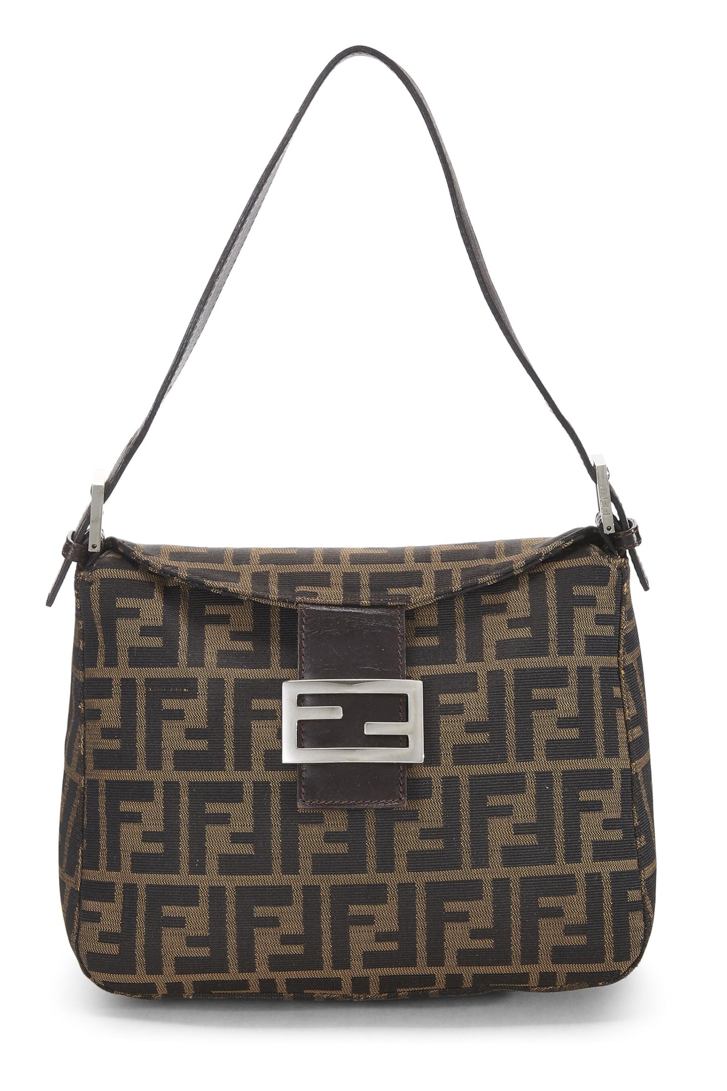 Fendi, sac à bandoulière en toile marron Zucca d'occasion, marron