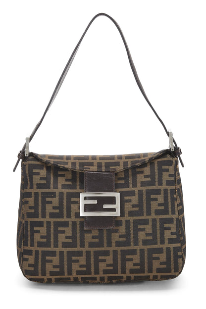 Fendi, Bolso de hombro de lona Zucca marrón Pre-Loved, Marrón