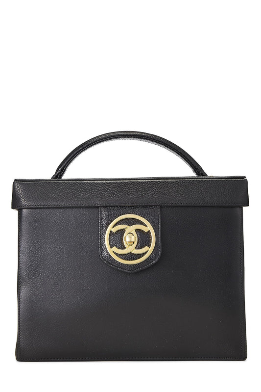 Chanel, Tocador grande Pre-Loved Black Caviar Circle 'CC', negro