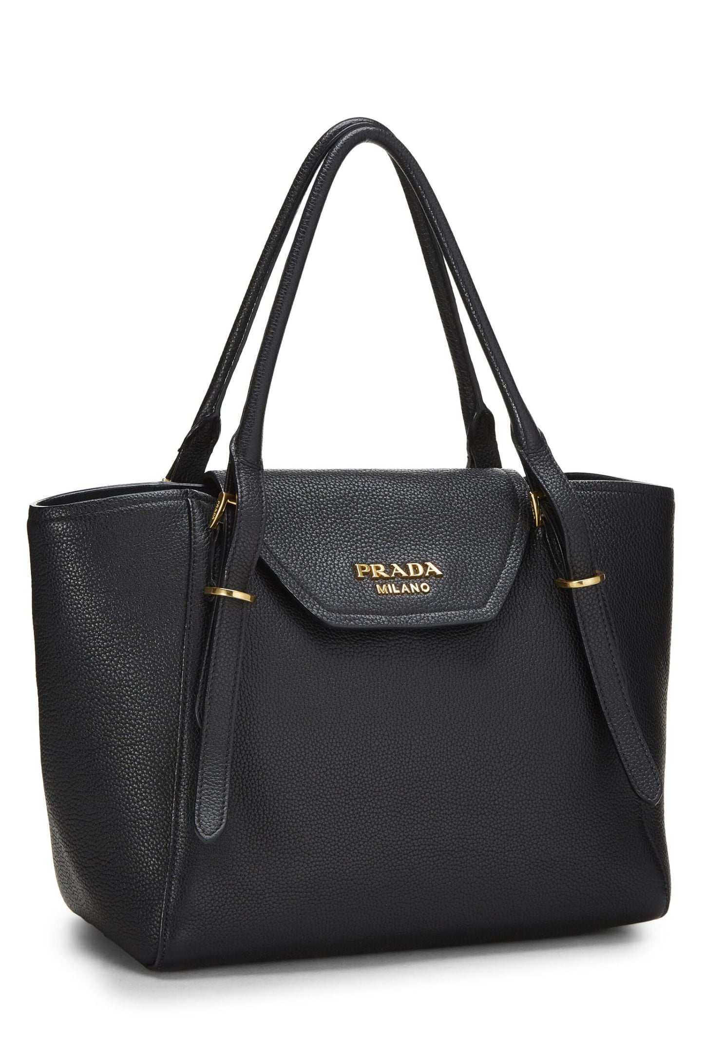 Prada, Bolso tote convertible con asa superior Vitello Daino en negro Pre-Loved, Negro