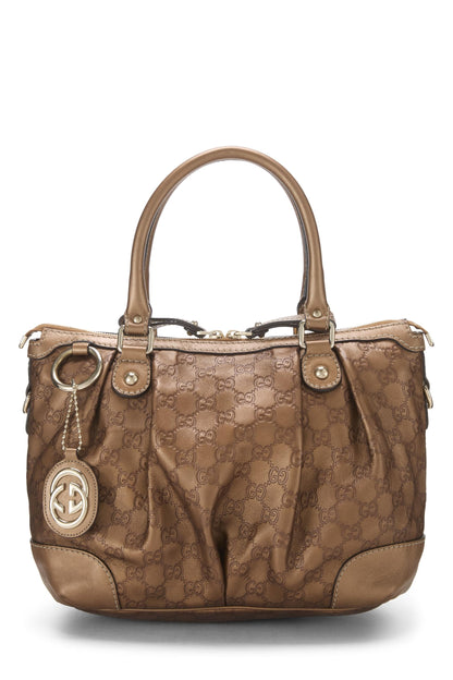 Gucci, Bolso de mano grande Guccissima Sukey de bronce Pre-Loved, Marrón