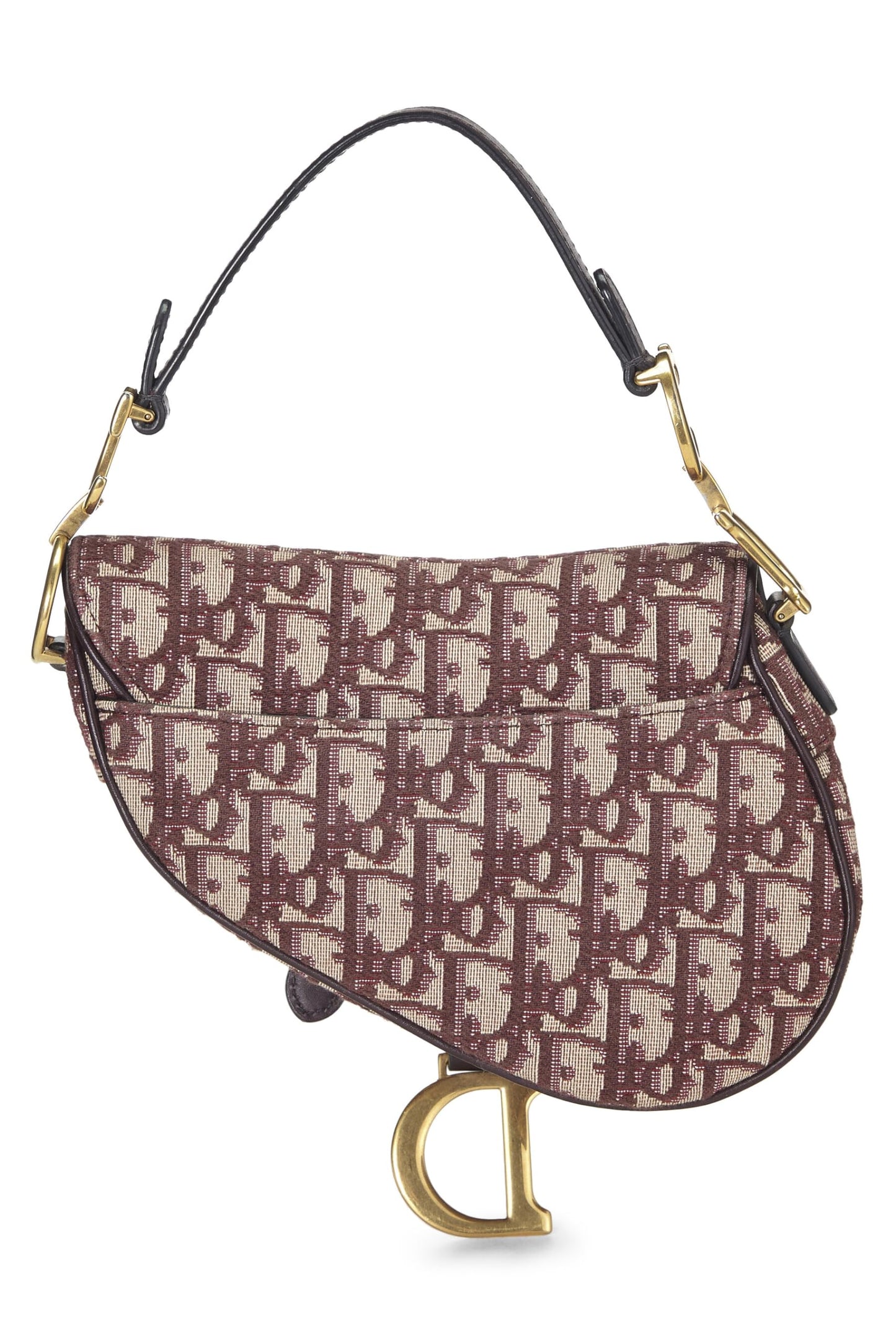 Dior, Mini sac Saddle Oblique Burgundy d'occasion, Bordeaux