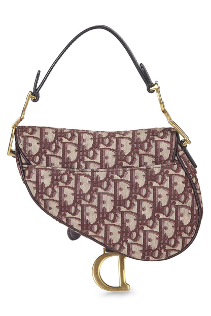 Dior, Pre-Loved Burgundy Oblique Saddle Bag Mini, Burgundy