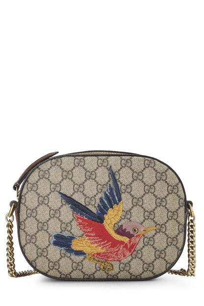 Gucci, Pre-Loved Original GG Supreme Canvas Bird Chain Crossbody Mini, Brown