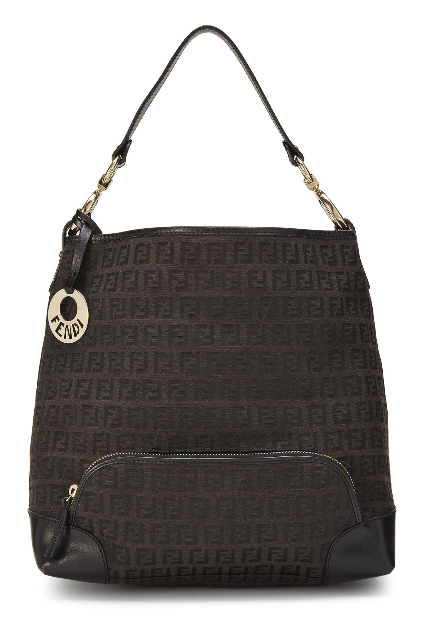 Fendi, sac hobo en toile Zucchino noir d'occasion, noir