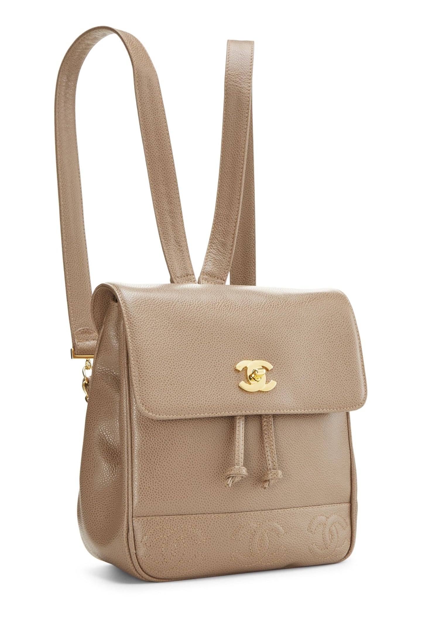 Chanel, Pre-Loved Beige Caviar 3 CC Backpack Small, Beige