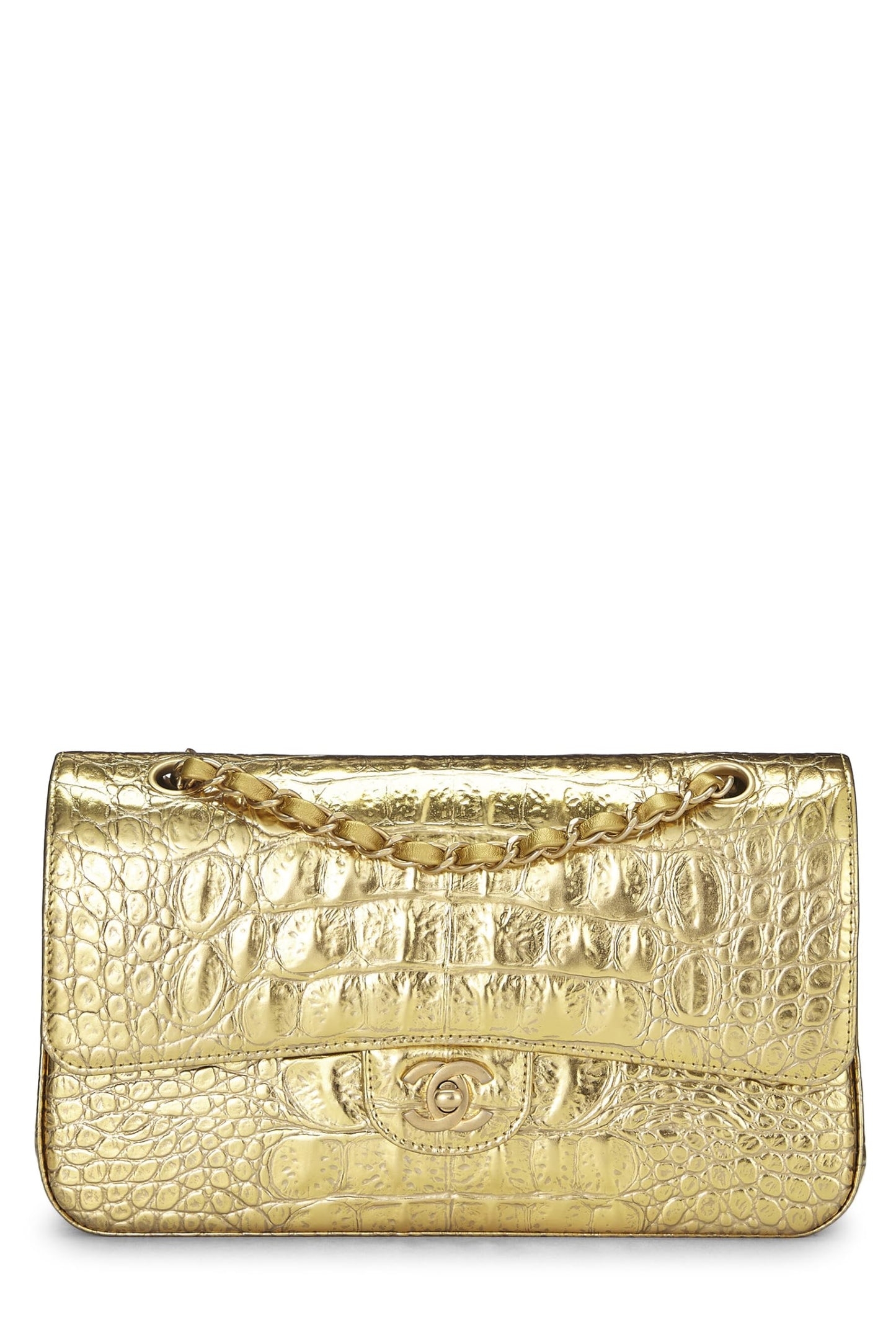 Chanel, Pre-Loved Gold Embossed Classic Double Flap Small, Gold