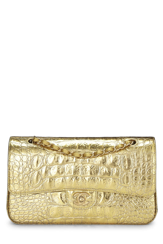 Chanel, Pre-Loved Gold Embossed Classic Double Flap Small, Gold