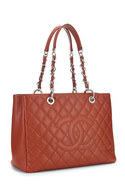 Chanel, Pre-Loved Orange Caviar Grand Shopping Tote (GST), Orange