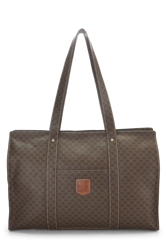 Céline, Pre-Loved Brown Coated Canvas Macadam Tote, Brown