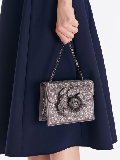 Oscar de la Renta, Pave Crystal Mini TRO Bag, Smoke/Gunmetal