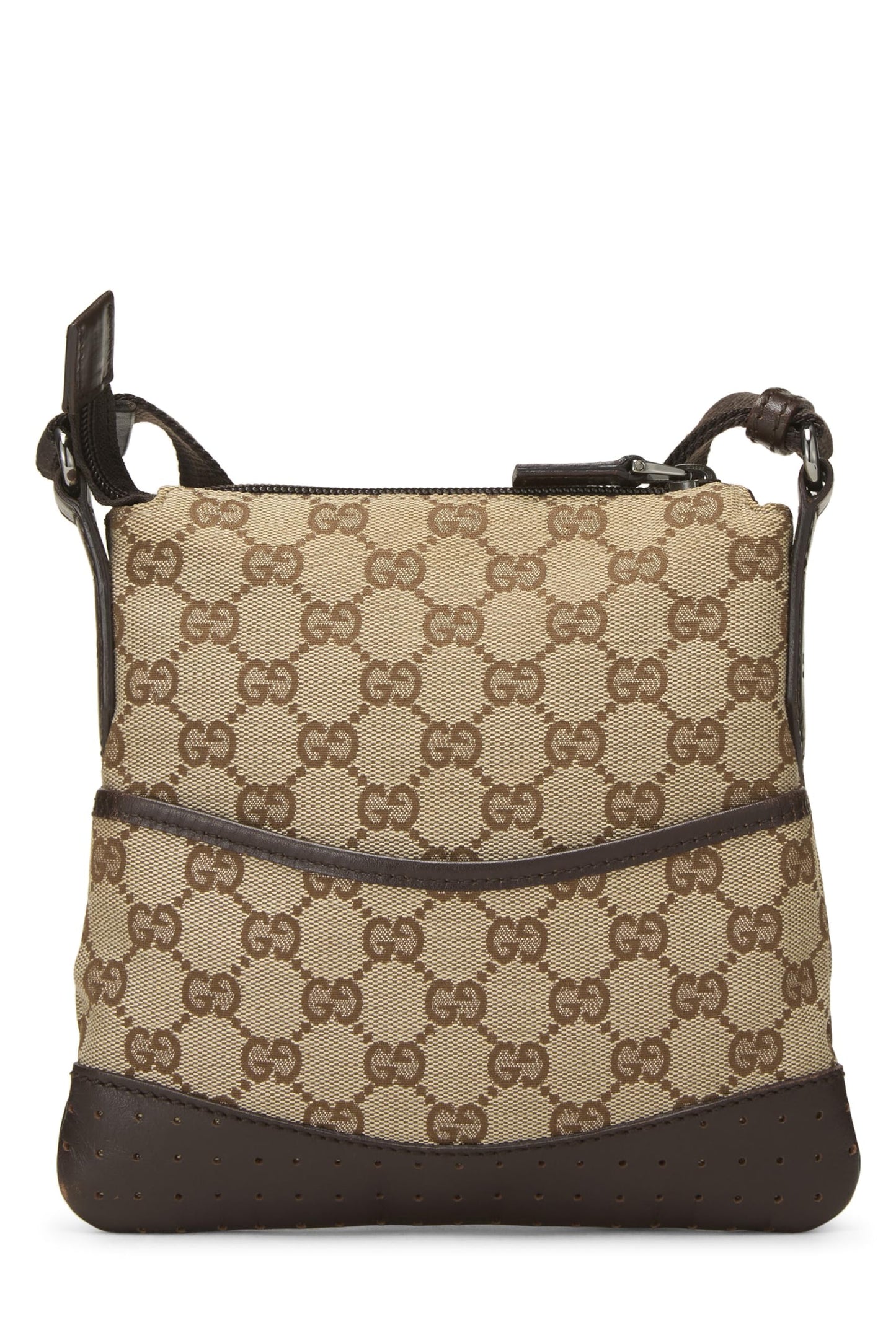 Gucci, Pre-Loved Original GG Canvas Perforated Messenger Small, Brown