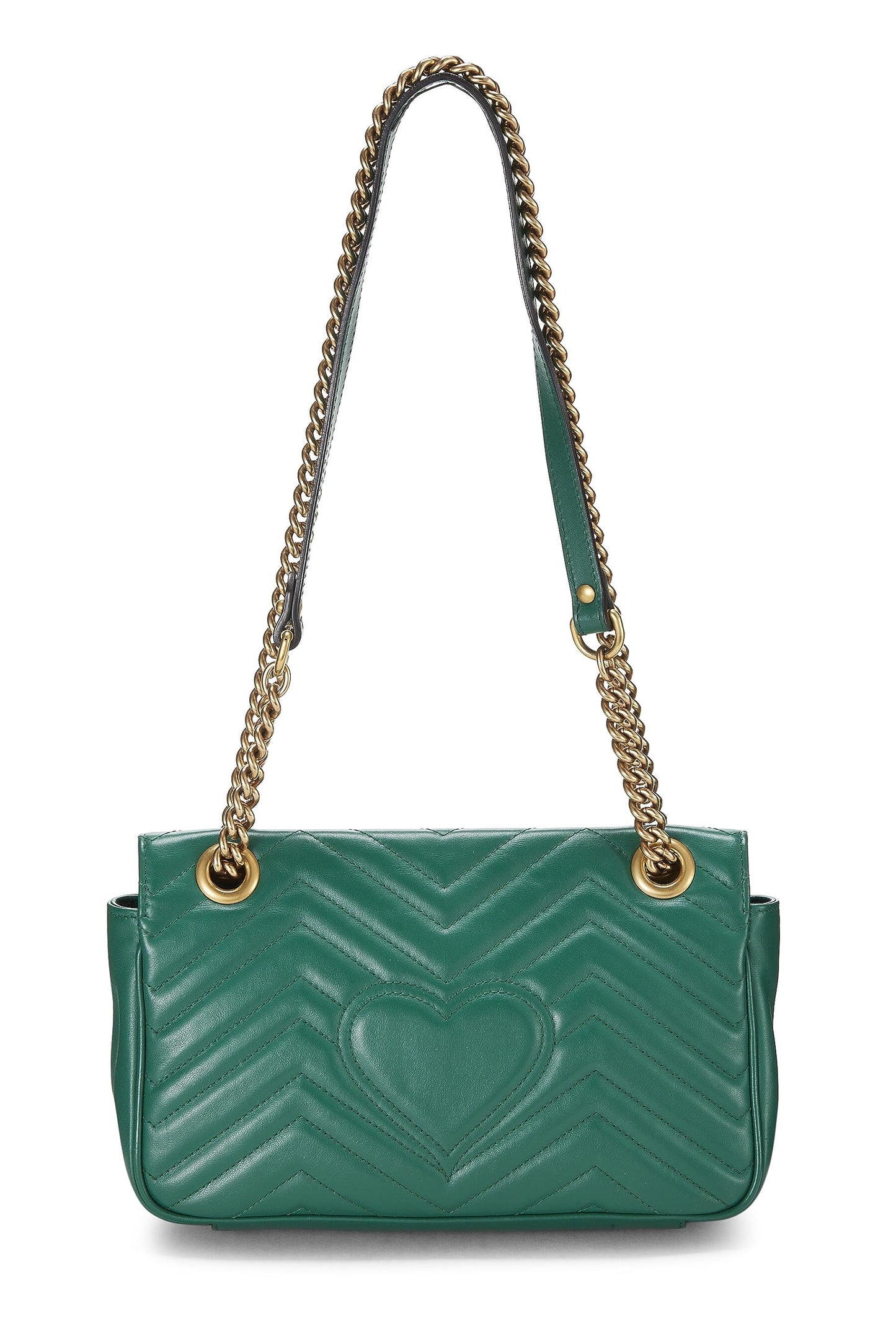 Gucci, sac à bandoulière GG Marmont en cuir vert d'occasion, petit modèle, vert