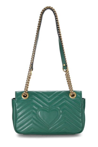 Gucci, Pre-Loved Green Leather GG Marmont Shoulder Bag Small, Green