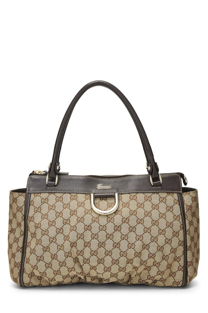 Gucci, sac fourre-tout zippé Abbey en toile GG d'origine d'occasion, marron