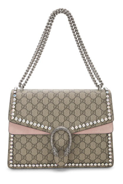 Gucci, sac à bandoulière Dionysus orné de cristaux GG Supreme Original d'occasion, taille moyenne, rose