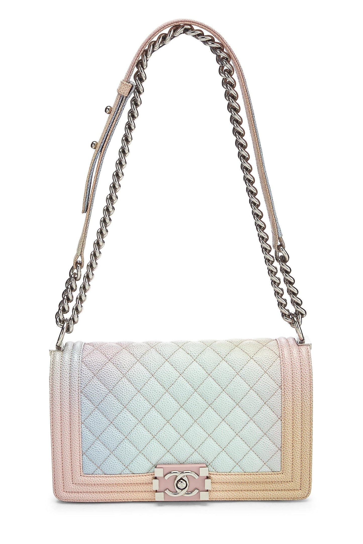 Chanel, Sac Boy matelassé Rainbow Caviar Medium d'occasion, multicolore