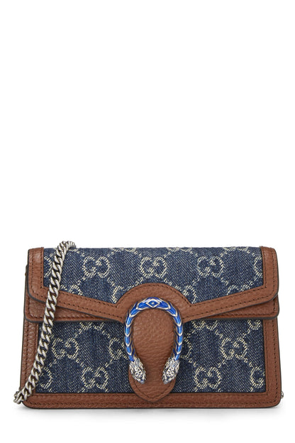 Gucci, sac à bandoulière Dionysus Super Mini en denim bleu d'occasion, bleu