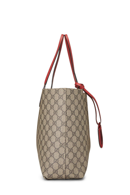 Gucci, sac fourre-tout réversible en toile rouge et original GG Supreme d'occasion, rouge