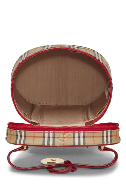 Burberry, Vanity en toile Haymarket rouge d'occasion, rouge