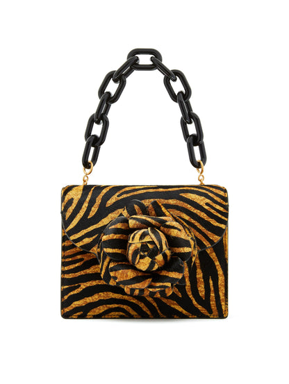 Oscar de la Renta, Bolso mini TRO con estampado de tigre, Miel