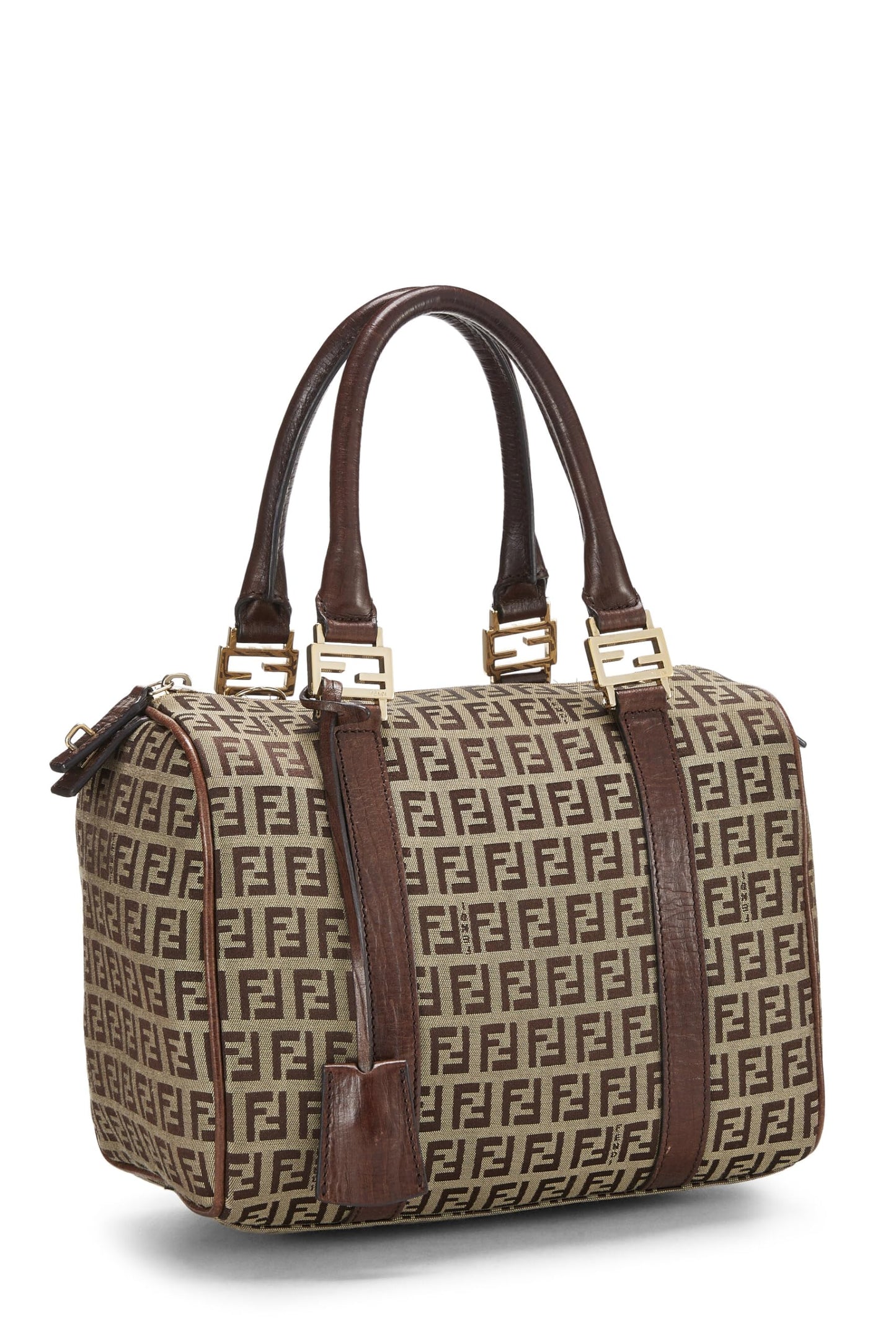 Fendi, sac Boston Mini en toile marron Zucchino d'occasion, marron