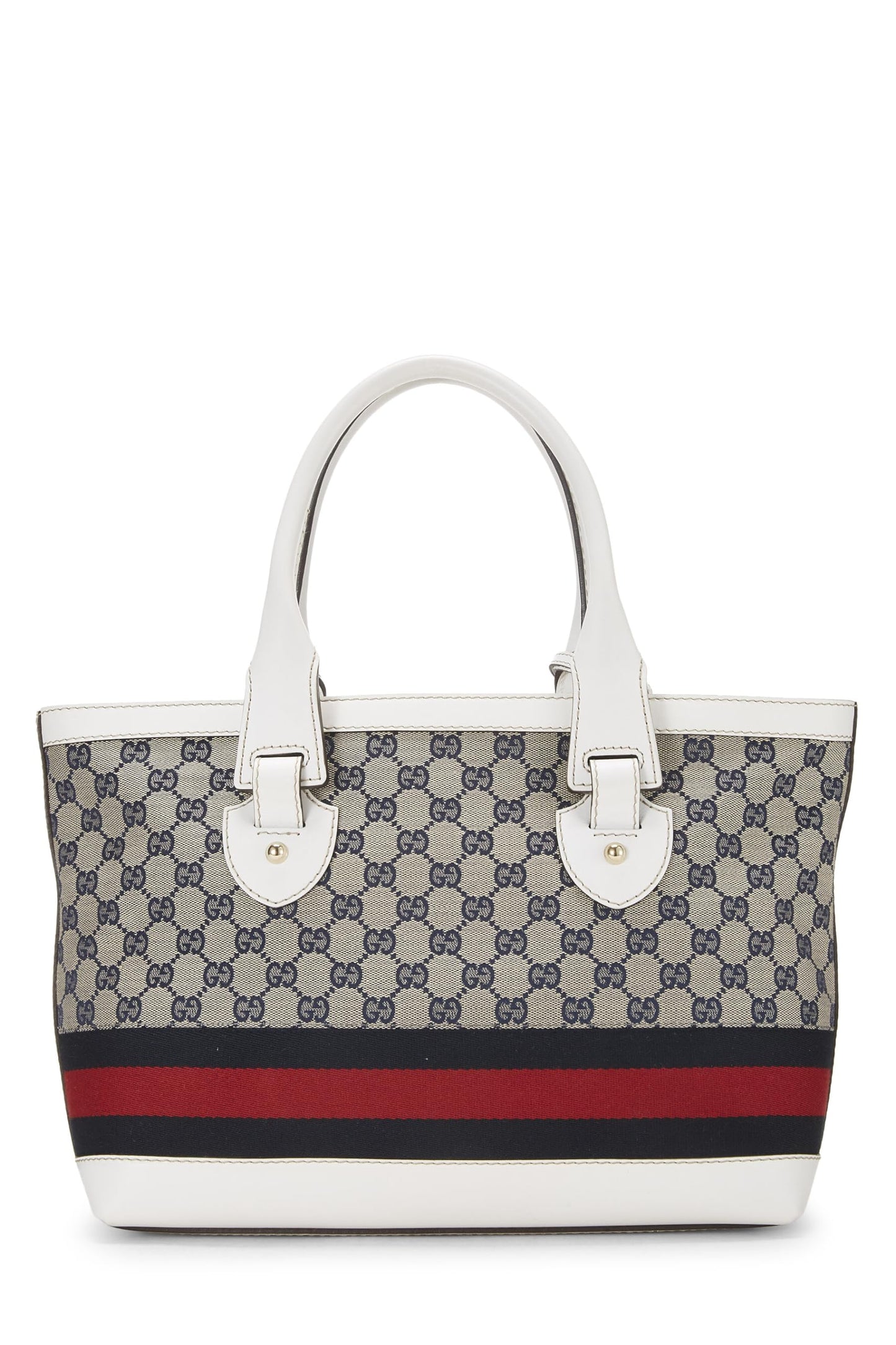 Gucci, Tote Web Heritage de cuero blanco Pre-Loved, Blanco