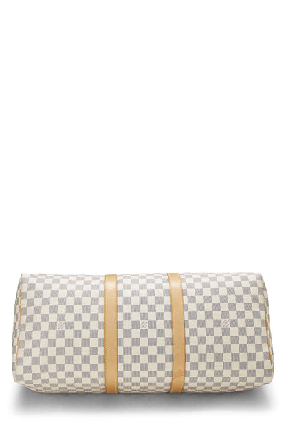 Louis Vuitton, Pre-Loved Damier Azur Keepall 50, White