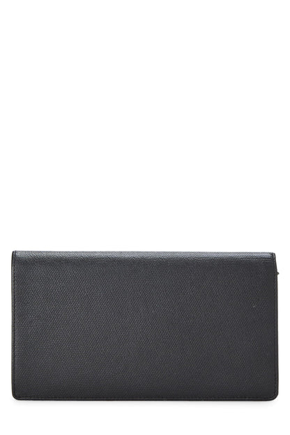 Chanel, Pre-Loved Black Calfskin Long Wallet, Black