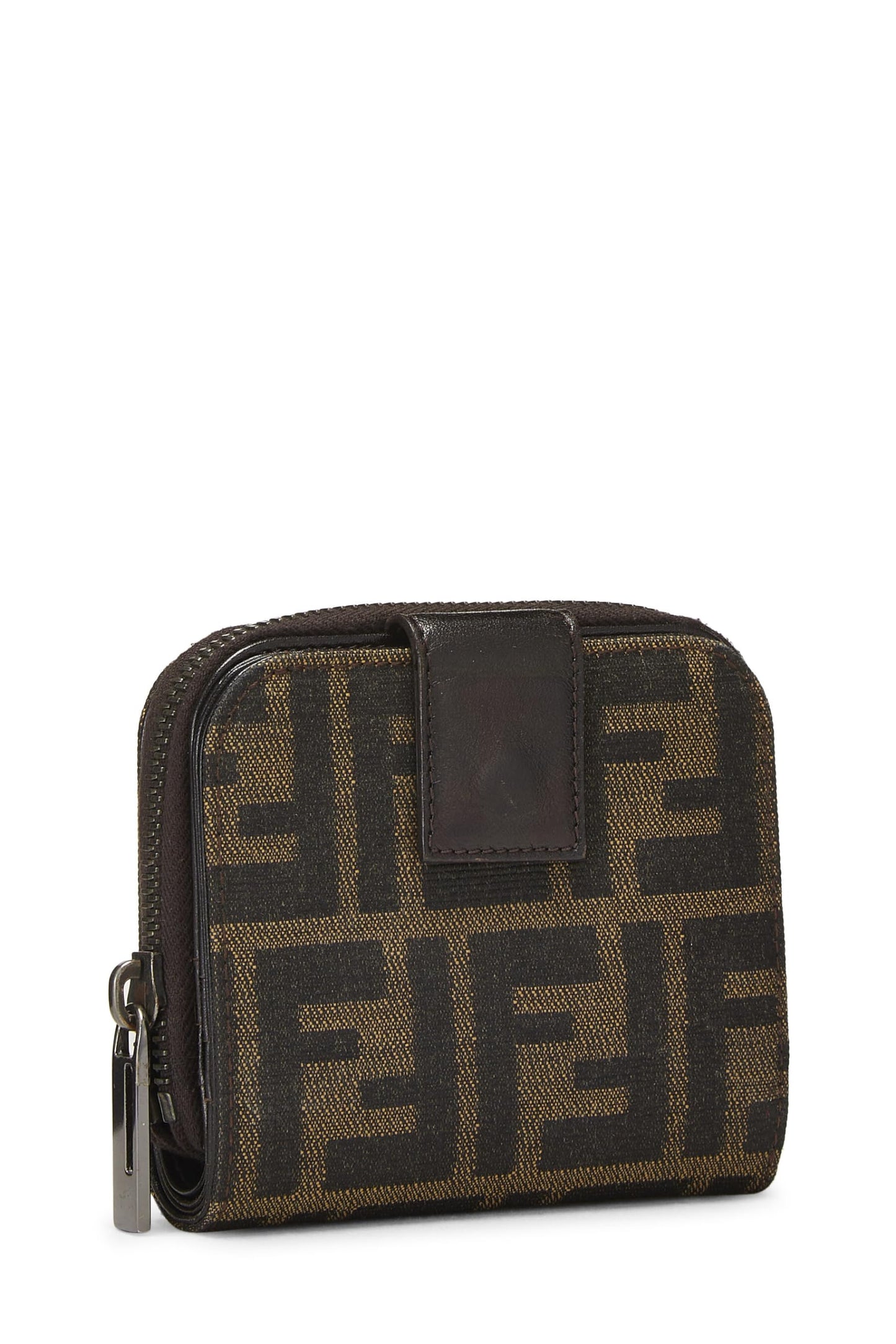 Fendi, Cartera compacta de lona Zucca marrón Pre-Loved, Marrón