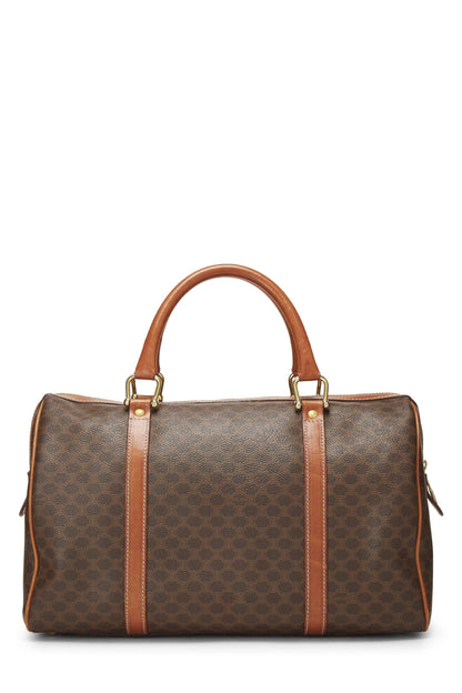 Céline, Pre-Loved Brown Coated Canvas Macadam Boston Bag, Brown