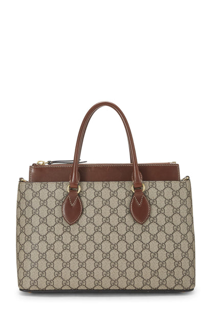 Gucci, sac fourre-tout à poignée supérieure en toile enduite GG Supreme marron d'origine d'occasion, marron