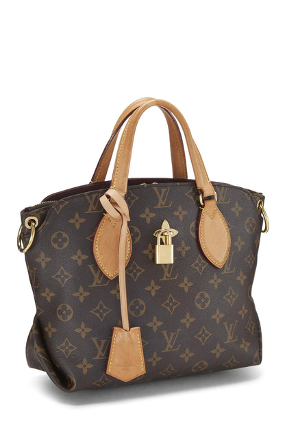 Louis Vuitton, sac fourre-tout zippé à fleurs en toile Monogram d'occasion PM, marron